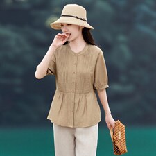 2026年春季短袖亲肤透气宽松薄文艺风，女装衬衫，江南依恋