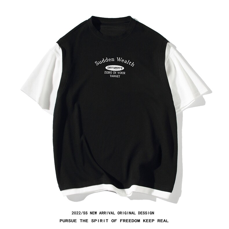 白底23新款夏季时尚印花短袖T恤百搭宽松短裤套装TZ627P75控98,男装牛仔裤,电商A247-1