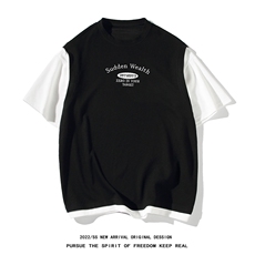 白底23新款夏季时尚印花短袖T恤百搭宽松短裤套装TZ627P75控98，男装牛仔裤，电商A247-1