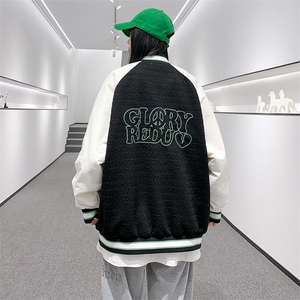 秋装新款简约夹克棒球服男女同款中性风情侣款刺绣外套 8013-P95图片