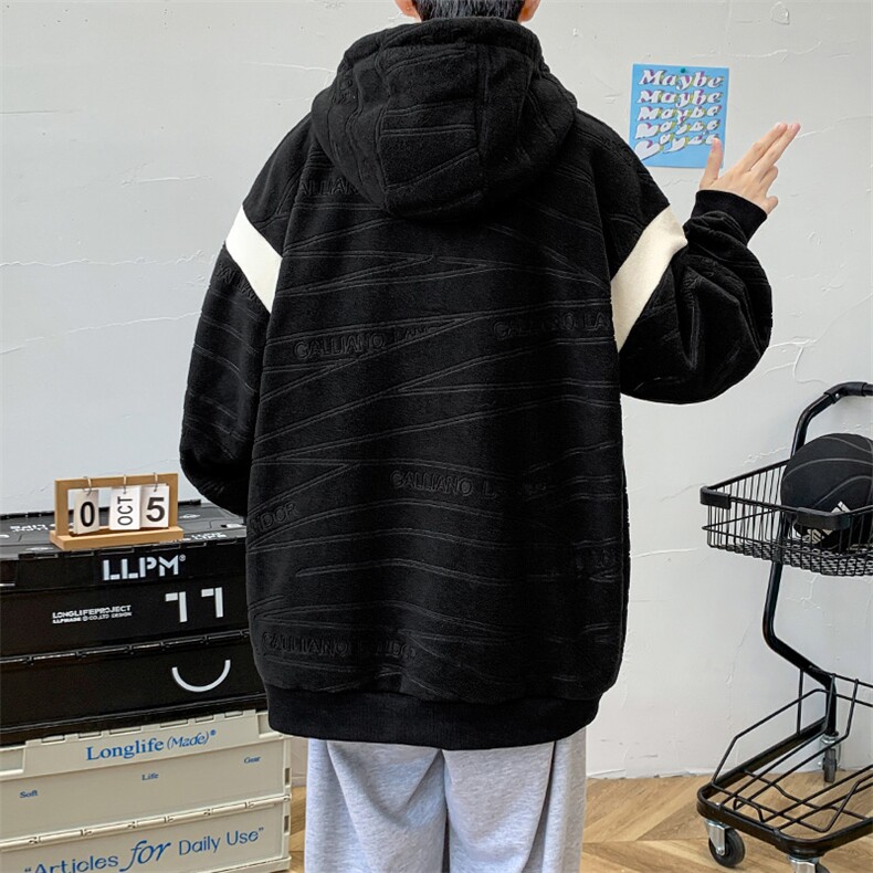 2023秋冬加绒加厚摇粒绒连帽卫衣时尚刺绣外套男7332-P75控价98,男装卫衣,电商A441-1