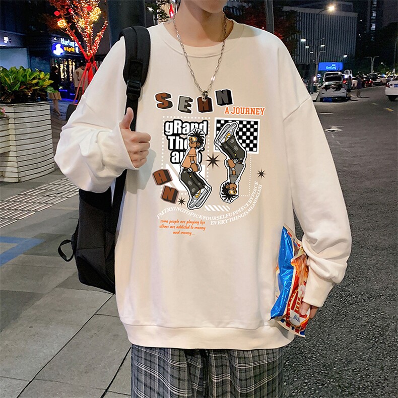 S6282-P28秋季圆领卫衣男大码韩版宽松长袖外套,男装卫衣,电商A040