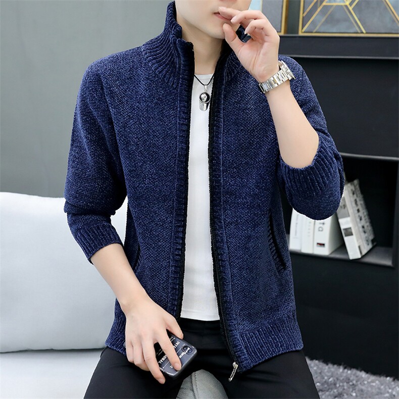 品质好秋冬季新款男士休闲毛衣立领外套百搭加绒雪尼尔8811-P50,男装针织衫/毛衣,星座1706