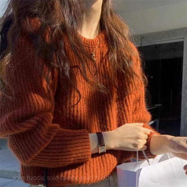 春秋韩版羊毛衫女套头圆领短款宽松百搭打底衫毛衣,女装羊毛衫,锦瑟羊绒