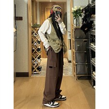 2026秋季新款美式vibe贴袋工装休闲裤女模XZ604-KG40-P65控78，男装工装外套，星座604