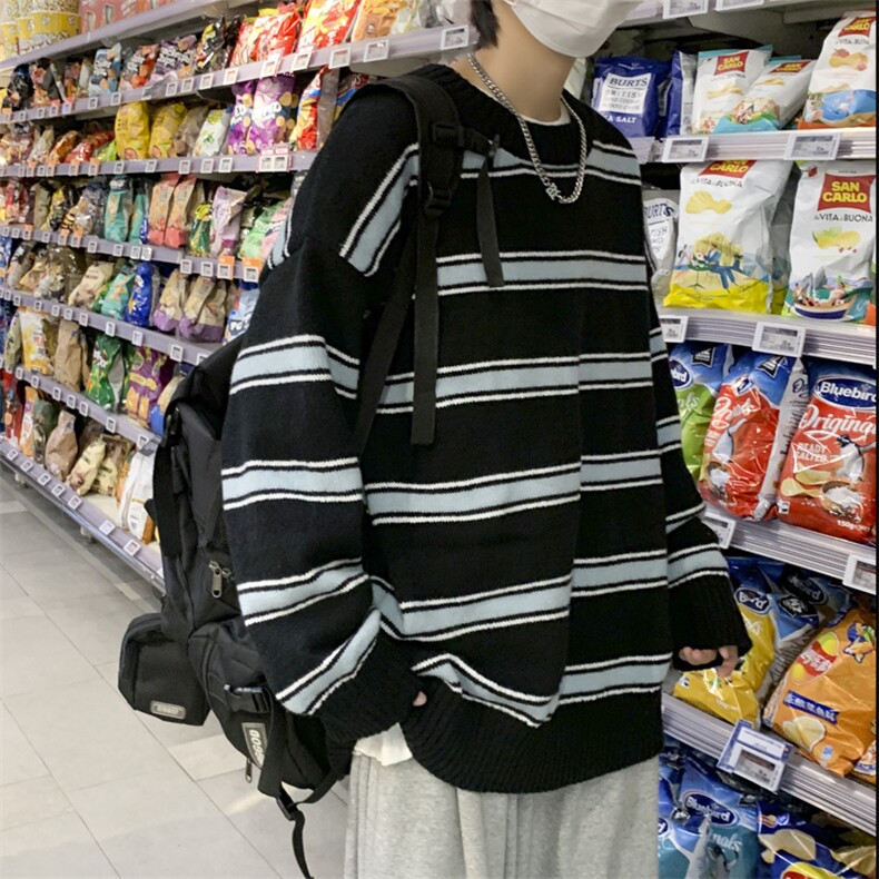 条纹圆领毛衣男款秋冬季男士毛线衣内搭保暖港风打底针织衫M720,男装针织衫/毛衣,星座1116A-1（原606A）