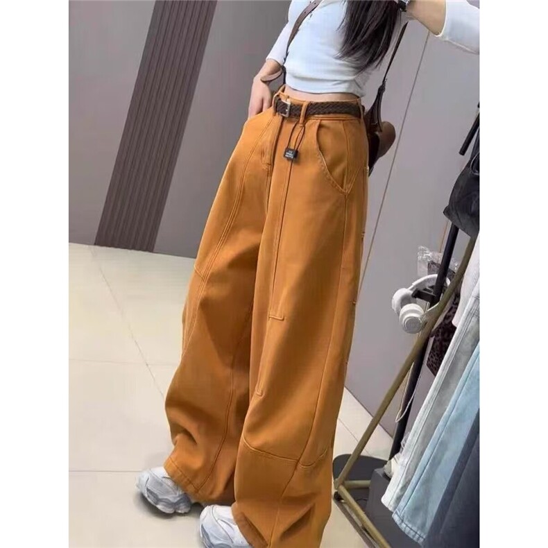 小众感弯刀裤牛仔裤女春秋季新款潮阔腿裤子宽松慵懒风AM015P62,男装牛仔裤,星座1013-5