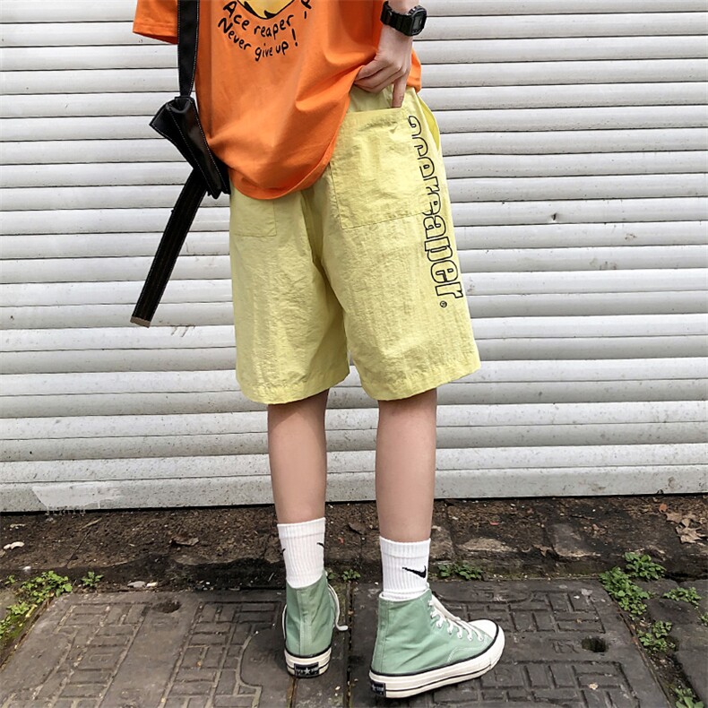 【】A003-HK7173-P40夏装新款时尚字母印花运动短裤女模,男装休闲裤,电商A003