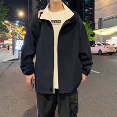 港风双面穿上衣夹克宽松落肩立领冲锋衣外套JK908P70，男装夹克，星座1204-3
