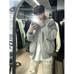 复古飞行员夹克初秋外套男女春宽松拼接小众情侣棒球服JK901