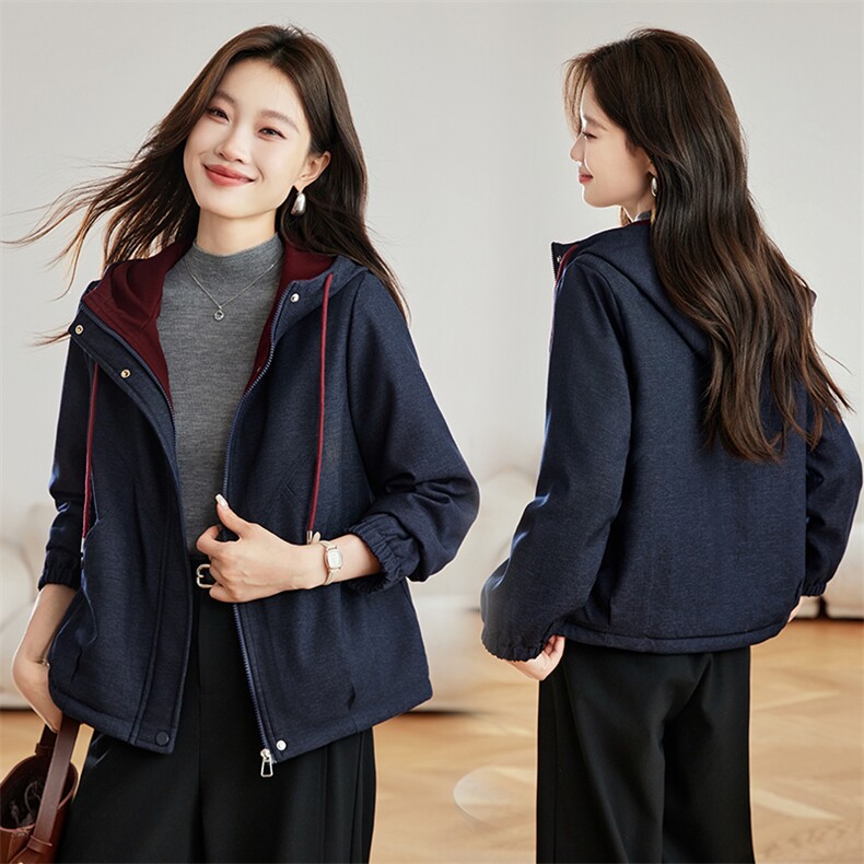 现货休闲连帽棉服女短款宽松加厚保暖外套小个子棉衣，女装派克服，浙宝281