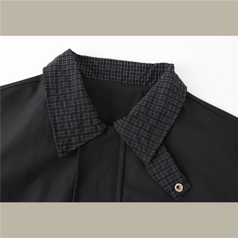 JK733-M-3XL-特P52-美式复古哈灵顿夹克防风翻领撞色格子领外套,男装夹克,星座1811B