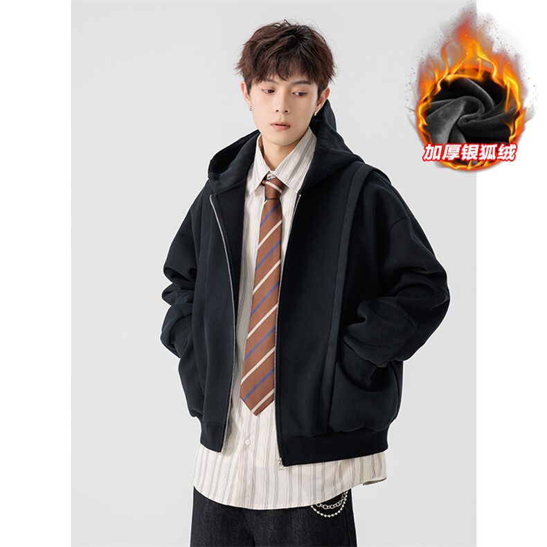 重磅480g华棉连帽卫衣外套男大码银狐绒W5408J加绒-特P80控148，女装短外套，电商A001