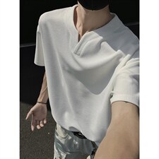 特批250克男装夏季新款大码宽松短袖T恤夏装V领打底衫S399P20，男装T恤，电商A233-1