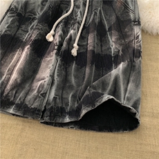 抖音美式扎染水洗牛仔裤中裤宽松系带短裤B315-K23238-P45控58，男装牛仔裤，电商B315