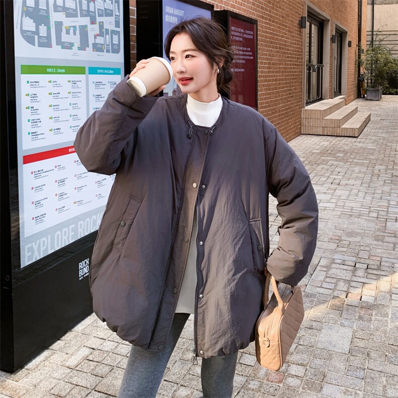 新品灰色圆领90白鸭绒羽绒服2C158-6032-P320-K478,女装羽绒服,2C158