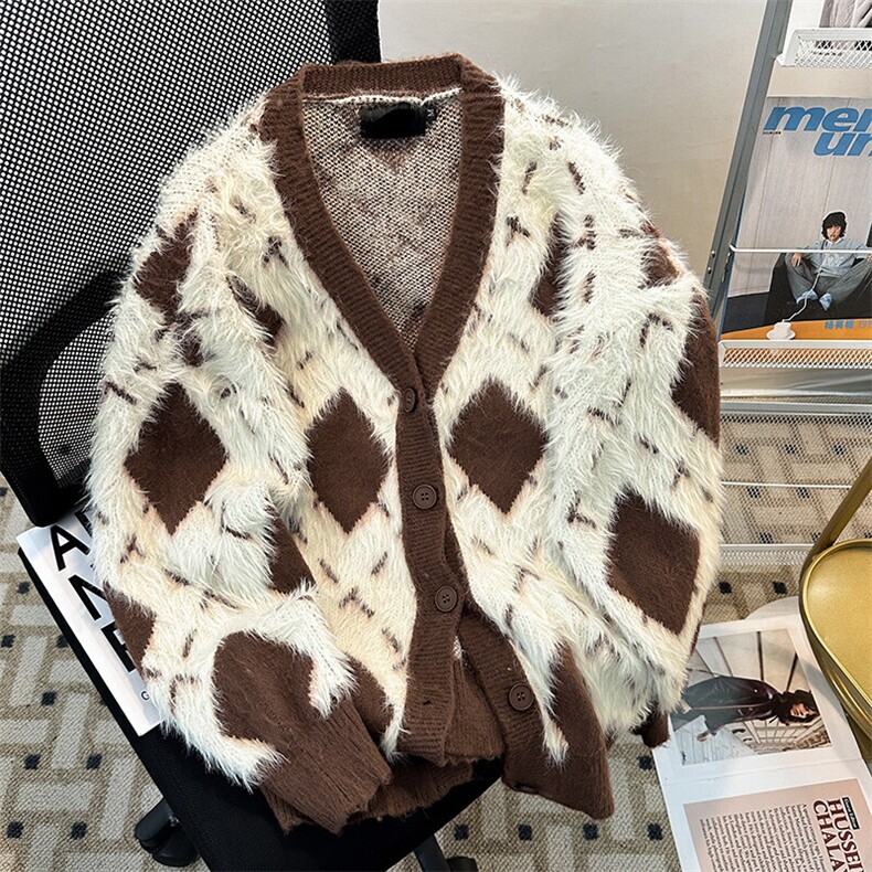 美式复古慵懒风水貂毛刷毛针织衫男女秋冬宽松毛衣潮MY09548-P68,男装针织衫/毛衣,星座308B-1