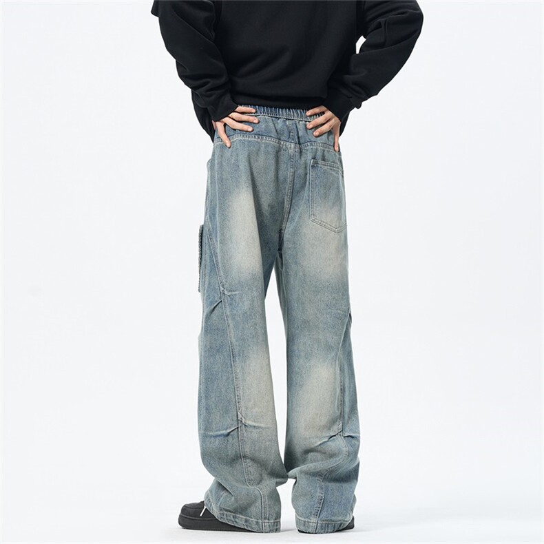 主推【S-4XL】现货！牛仔裤男水洗直筒工装裤A080-8208-P65控88,男装牛仔裤,电商A080