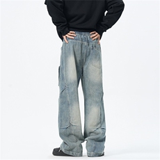 主推【S-4XL】现货！牛仔裤男水洗直筒工装裤A080-8208-P65控88，男装牛仔裤，电商A080