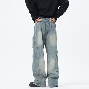 主推【S-4XL】现货！牛仔裤男水洗直筒工装裤 A080-8208-P65控88图片