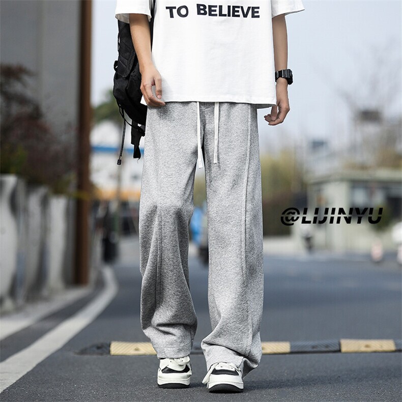 宽松拖地裤美式休闲潮流百搭垂顺直筒裤X1670特批：42：78,男装休闲裤,星座718