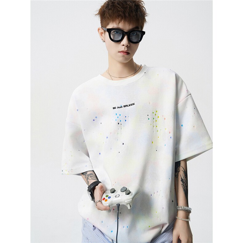 重磅280G夏季短袖烧花工艺D329-QM901-P45-控68，男装T恤，电商D329