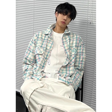 松弛感格子衬衫男女春夏防晒宽松休闲街头覆古情侣装外套C3015，男装防晒衣，星座1116A（原606A-3）