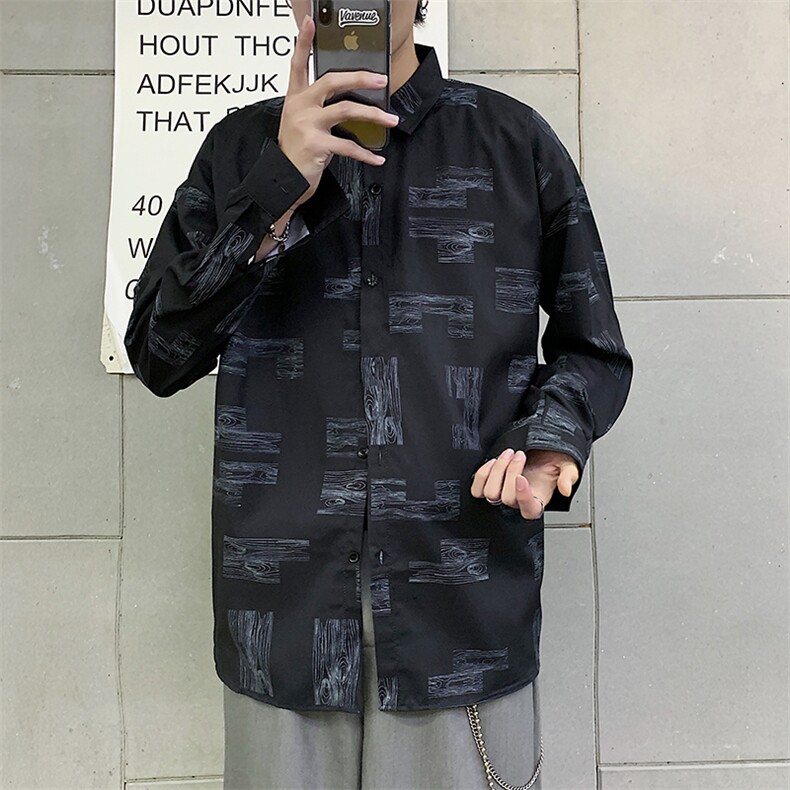 潮流ins涂鸦衬衫男夏季薄款韩版长袖衬衣港风外套W1114-P35,男装衬衫,星座512-2