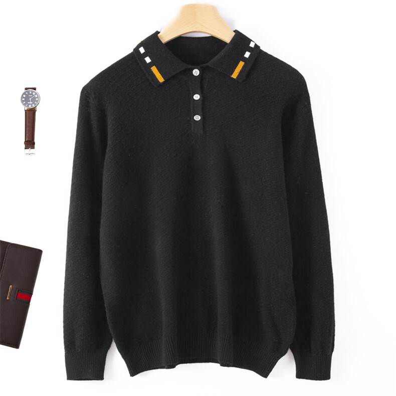 男秋季纯色休闲舒适POLO衫简约百搭长袖针织衫品质修身显瘦，男装Polo衫，端硕羊绒