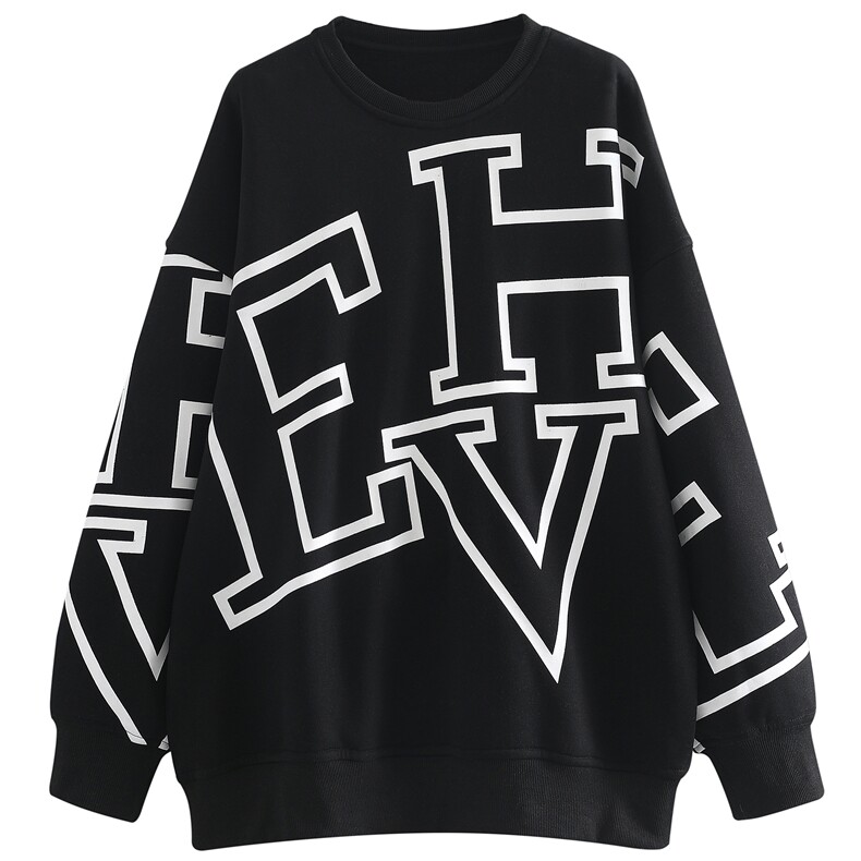 秋季大码卫衣ins港风宽松连帽百搭印花外套X5578-白底图-P55-限78，女装短外套，电商A061-1