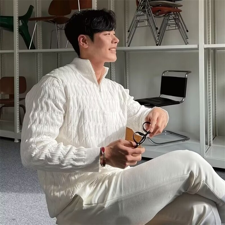 半高领拉链毛衣男套头长袖针织衫时尚洋气百搭513AMY2790P49，男装针织衫/毛衣，星座513A