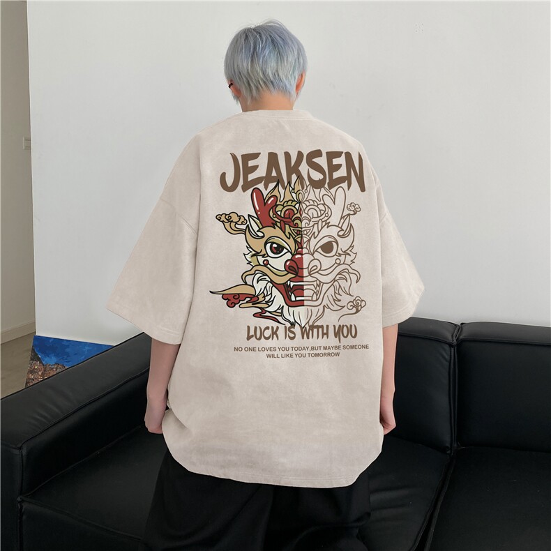 得物抖音直播麂皮绒风动漫印花宽松短袖djp325-特批23控39图片
