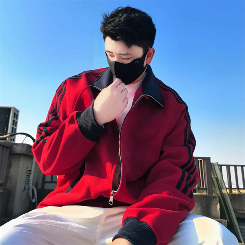 抖音得物高品质 美式高街重磅结构设计拼接织带立领卫衣外套 CM42图片