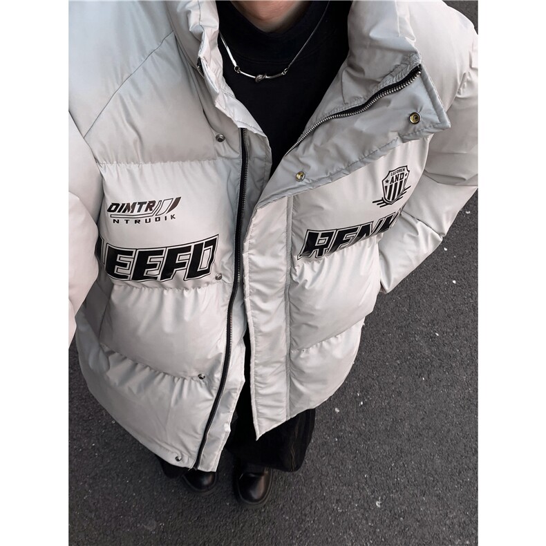 美式机车立领棉服男新款美式宽松大码棉袄情侣加厚棉衣外套p98,男装棉衣,电商C307