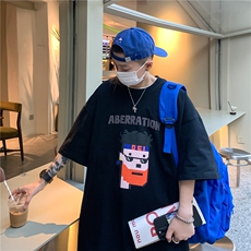 T恤2026夏季新款潮流圆领男港风时尚印花短袖B299-X5298-P30控49，男装T恤，电商A061-1