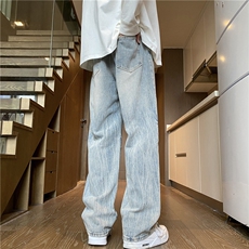 美式复古秋季vibe直筒微喇裤水洗宽松牛仔裤B315-K24188-p60控78，男装牛仔裤，电商B315