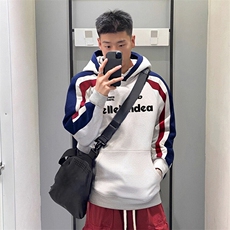 抖音得物供货提供视频秋冬重磅美式宽松接拼连帽卫衣32209，男装卫衣，电商A486