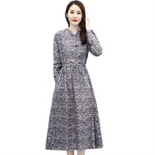 时尚优雅长袖碎花连衣裙修身显瘦气质女装XBL097，女装连衣裙，欣贝拉
