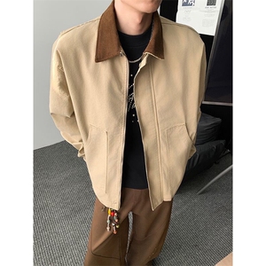 美式翻领帆布夹克外套男宽松工装棒球服宽松休闲上衣JK023-P90图片
