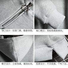 A115-P45拉链连帽卫衣男士大码宽松棒球服男外套男网格挂拍，男装卫衣，电商A040A