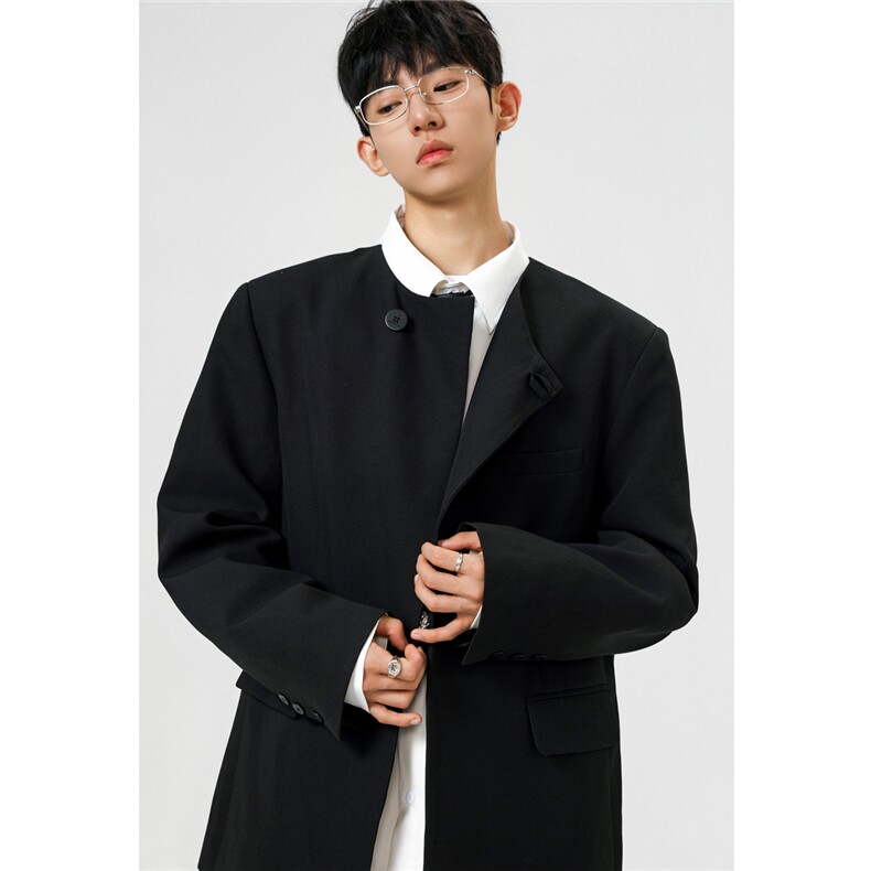 无影墙圆领新中式西服M-5XL大码宽松休闲西装男XF78107P85控138，男装西服，星座227-7