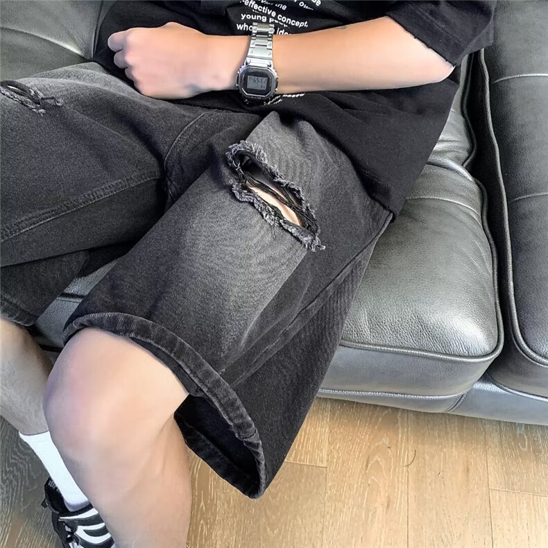 破洞牛仔短裤男潮牌宽松五分裤中裤1001-1-DM780-P38,男装牛仔裤,星座1001-1