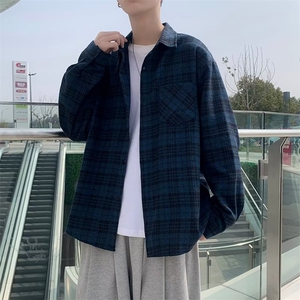 格子衬衫美式简约男女生春秋季复古街头百搭外套CS320-P35图片