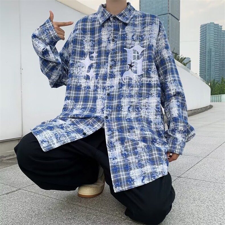 长袖衬衫男港风日系刺绣衬衫HC77P40,男装衬衫,星座1116-2