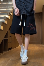 新中式高街ins小众梅花hiphop五分休闲短裤运动裤《图案以注册》，男装休闲裤，电商A063