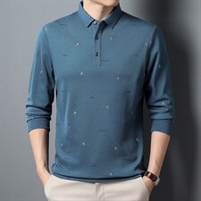 男士2023春秋季新款长袖T恤中青年休闲POLO条纹上衣男PL22321-P70，男装Polo衫，星座1105-3