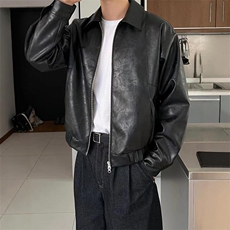 秋冬新品韩版休闲痞帅男士皮衣外套男皮夹克A430-PY01P105，男装夹克，电商A430（原星座702）