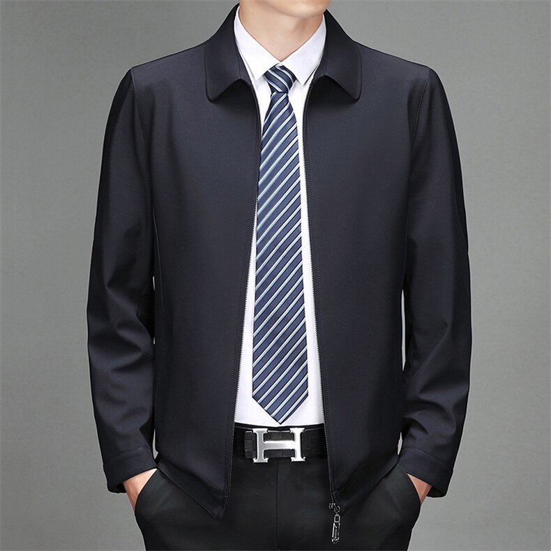 爸爸秋装夹克男秋季中年男士外套中老年男装休闲翻领上衣百搭老人，男装夹克，电商B212（原钱塘6029）