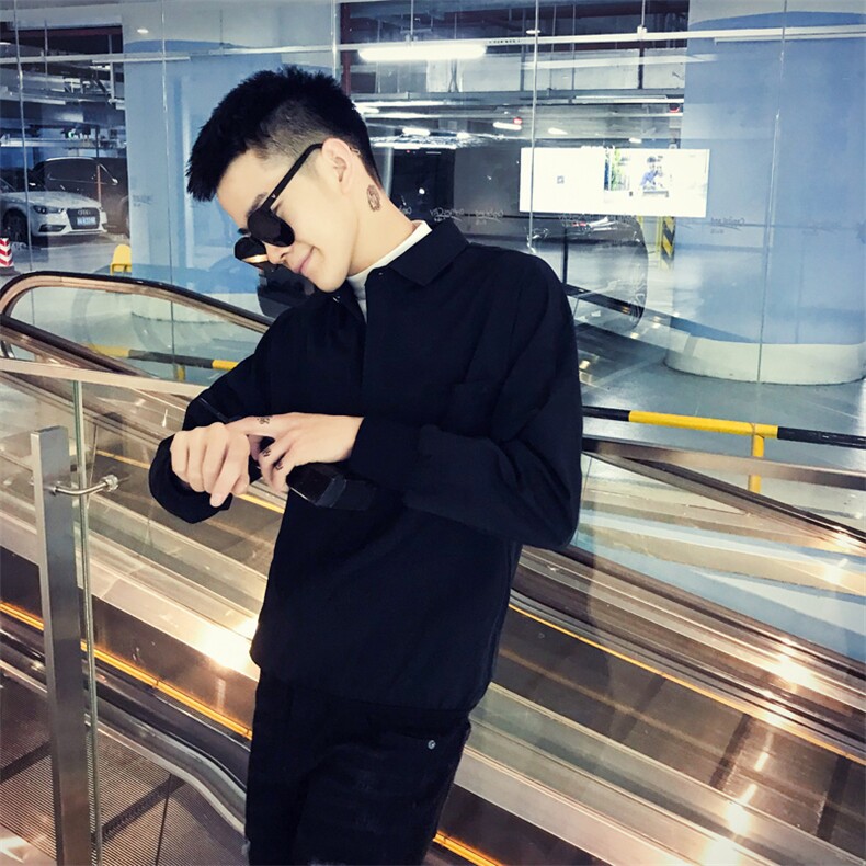 社会风秋纯色套头衬衫上衣潮男B297-859-P60,男装衬衫,电商B297