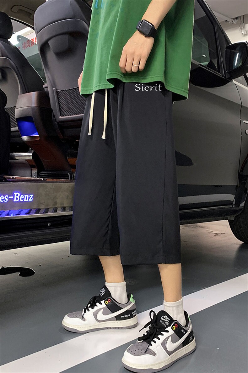QK72098-P25冰丝七分裤男大码速干短裤男五分裤港风,男装休闲裤,电商A040